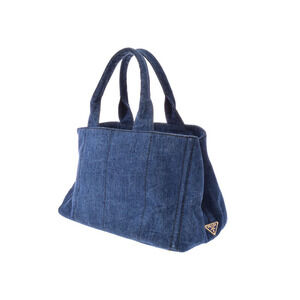 Prada Denim Blue Tote Canapa Bag